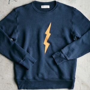 Imogene and + Willie Navy Lightning Bolt Sweatshirt Sweater Size Large
